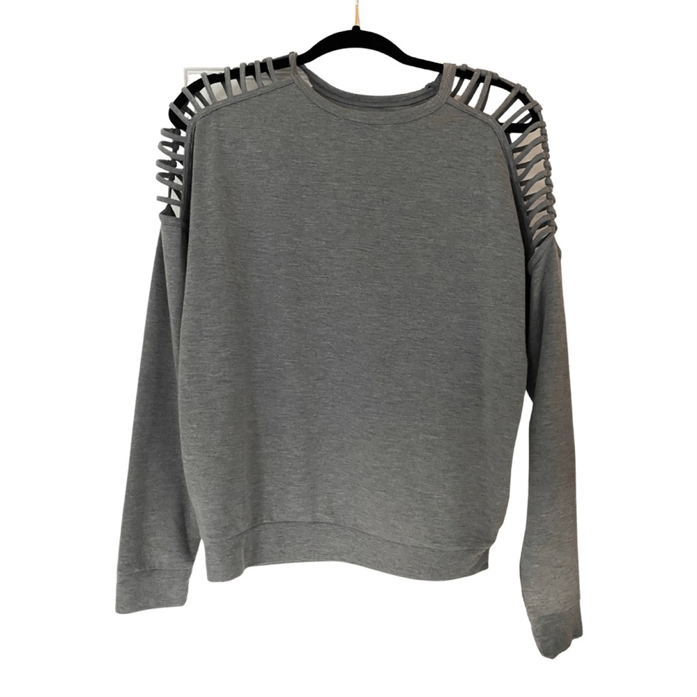 Grey Forever 21 Shoulder Slit Sweatshirt Pullover